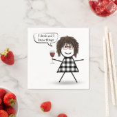 Serviette En Papier Stick Girl with Red Wine Party Humour (En situation)