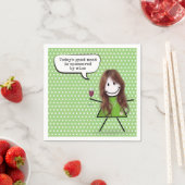 Serviette En Papier Stick Girl with Wine and Quote (En situation)