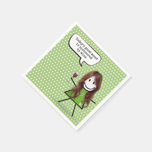 Serviette En Papier Stick Girl with Wine and Quote (Coin)