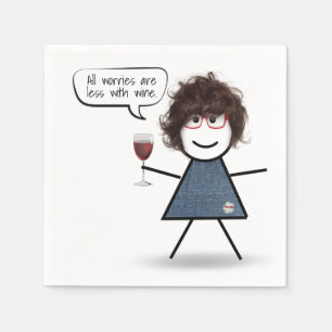 Serviette En Papier Stick Party Girl avec vin rouge et citation