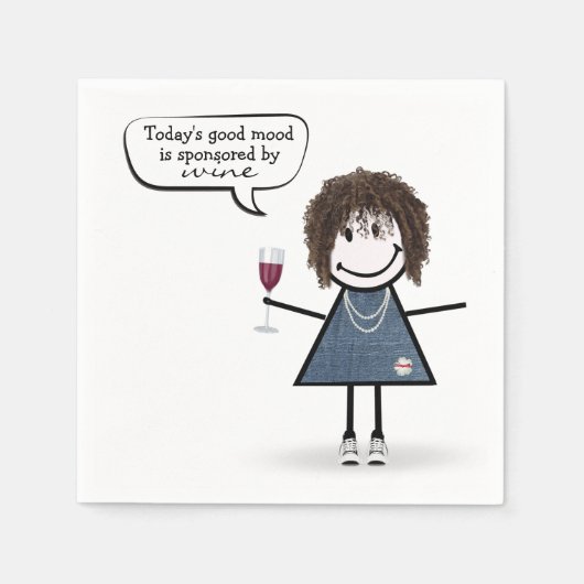 Serviette En Papier Stick Party Girl en Basket avec du vin (Devant)