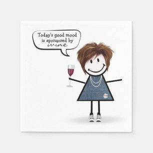 Serviette En Papier Stick Party Girl en Basket avec du vin