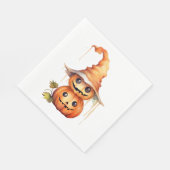Serviette En Papier Sticker Citrouille mignon (Coin)