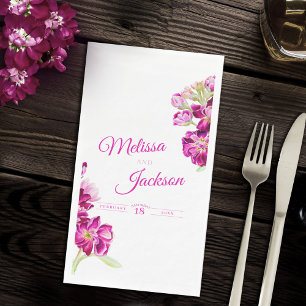 Serviette En Papier stock mariage rose foncé gillyflowers sur blanc