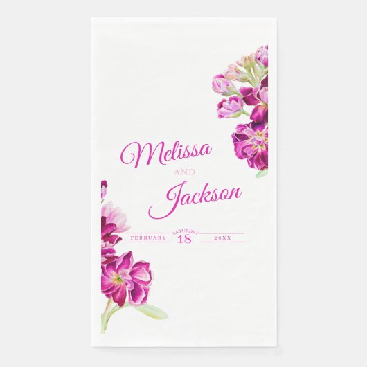 Serviette En Papier stock mariage rose foncé gillyflowers sur blanc (Devant)