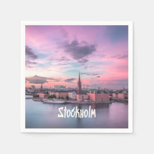 Serviette En Papier Stockholm Capital of Sweden Night Skyline