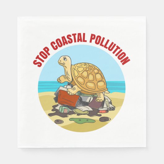 Serviette En Papier Stop Coastal Pollution Sea Turtle De l'environneme (Devant)