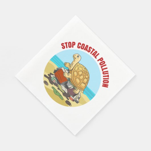 Serviette En Papier Stop Coastal Pollution Sea Turtle De l'environneme (Coin)
