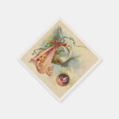 SERVIETTE EN PAPIER STORK BÉBÉ FILLE DOUCHE ROSE GEM PIERRE MONOGRAM (Coin)