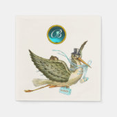 SERVIETTE EN PAPIER STORK BÉBÉ GARÇON DOUCHE BLUR GEM STONE MONOGRAM (Devant)