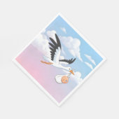 Serviette En Papier Stork Carrying a Baby Cloudy Sky (Coin)