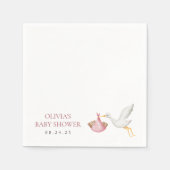 Serviette En Papier Stork Delivery Pink Girl Baby Shower (Devant)