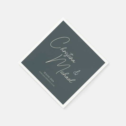 Serviette En Papier Stormy Grey ・ Script manuscrit (Coin)