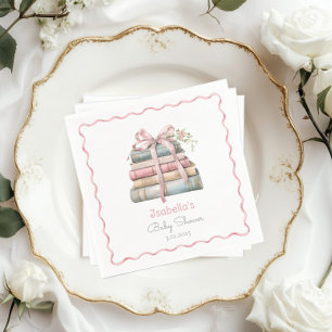 Serviette En Papier Storybook New Chapter rose ruban baby shower fille