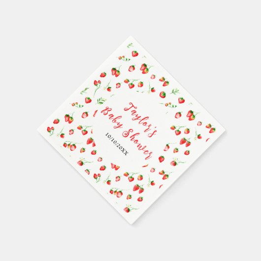 Serviette En Papier Strawberries and Daisies Baby Shower (Coin)