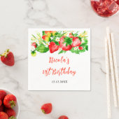 Serviette En Papier Strawberries and Daisies Birthday (En situation)