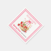 Serviette En Papier Strawberries and pink bow Berry First Birthday (Coin)