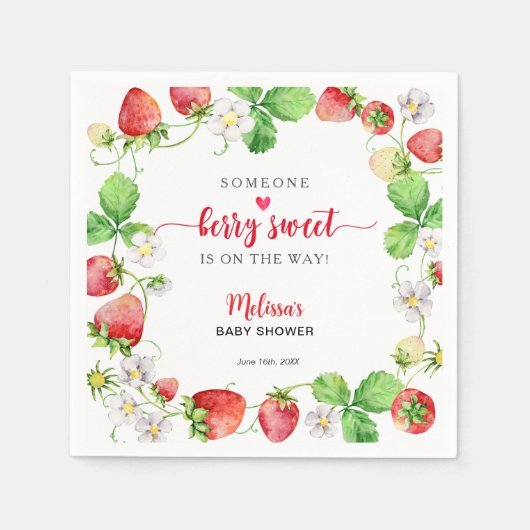 Serviette En Papier Strawberry Baby Shower (Devant)