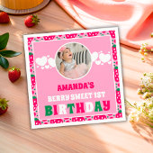 Serviette En Papier Strawberry First Birthday Celebration Photo