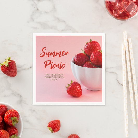 Serviette En Papier Strawberry Fruits Pic Summer Picnic Family Reunion (En situation)