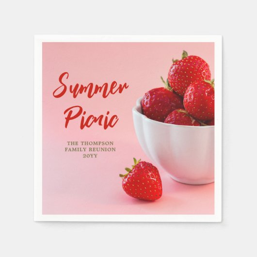 Serviette En Papier Strawberry Fruits Pic Summer Picnic Family Reunion (Devant)