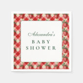 Serviette En Papier Strawberry Gingham Cottage Baby Shower (Devant)
