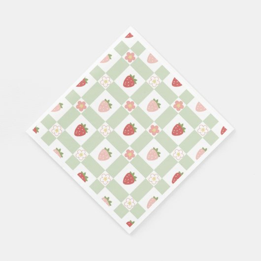 Serviette En Papier Strawberry Gingham First Birthday Luncheon (Coin)