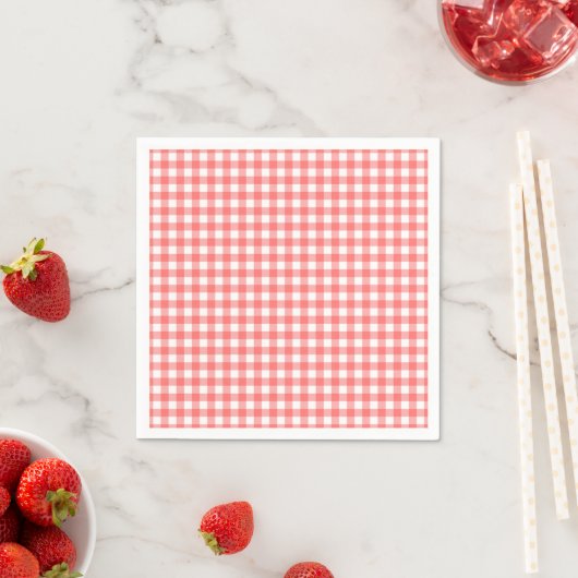 Serviette En Papier Strawberry Gingham Party (En situation)