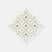 Serviette En Papier Strawberry Gingham Pastel Green 1st Birthday (Coin)