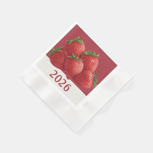Serviette En Papier Strawberry New Year's Eve Cute (Coin)
