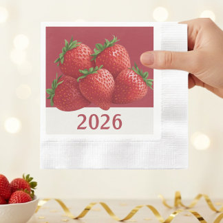 Serviette En Papier Strawberry New Year's Eve Cute