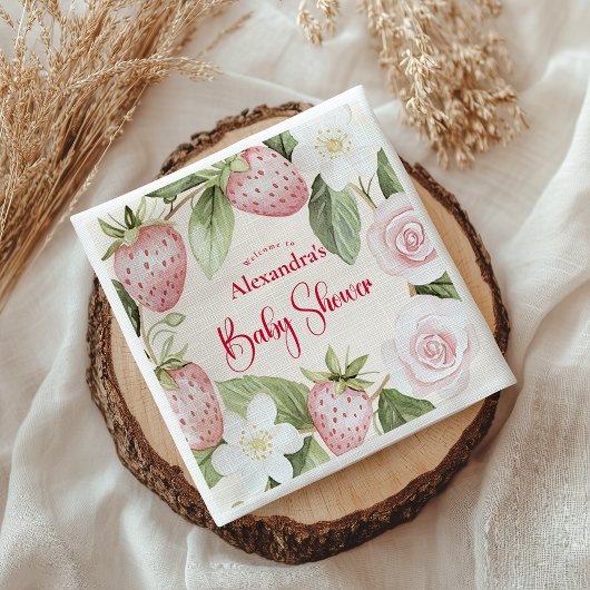 Serviette En Papier Strawberry Woodland Baby Shower