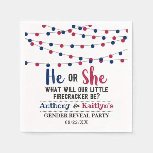 Serviette En Papier String Lights 4 juillet Gender Revevela Party (Devant)
