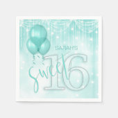 Serviette En Papier String Lights & Balloons Sweet 16 ID Turquoise473 (Devant)