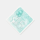 Serviette En Papier String Lights & Balloons Sweet 16 ID Turquoise473 (Coin)