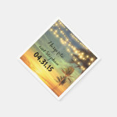 Serviette En Papier String Lights Sunset Beach Wedding (Coin)