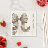 Serviette En Papier Striped Bow Ivory Pearl Baby Shower  (En situation)