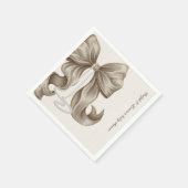 Serviette En Papier Striped Bow Ivory Pearl Baby Shower  (Coin)