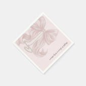 Serviette En Papier Striped Bow Ivory Pink Baby Shower  (Coin)