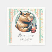 Serviette En Papier Striped Funny Capybara Personalized Baby Shower (Devant)