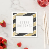 Serviette En Papier Stripes Black & Gold Snowflake moderne (En situation)