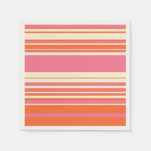 Serviette En Papier Stripes complexes - rose, orange et crème