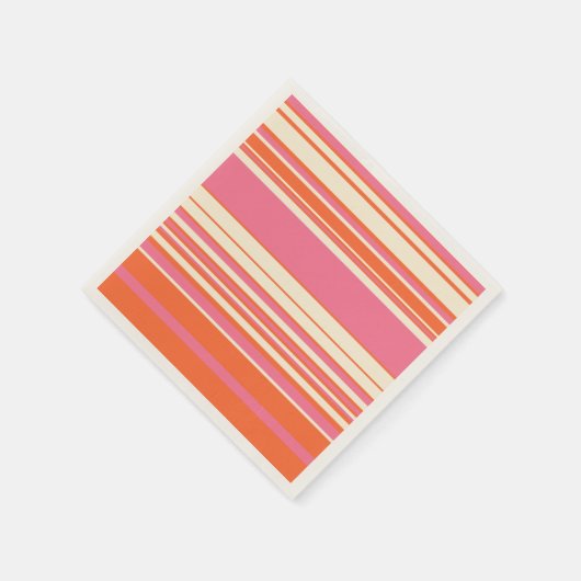 Serviette En Papier Stripes complexes - rose, orange et crème (Coin)
