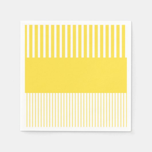 Serviette En Papier Stripes de pop couleur - Citron jaune et blanc (Devant)