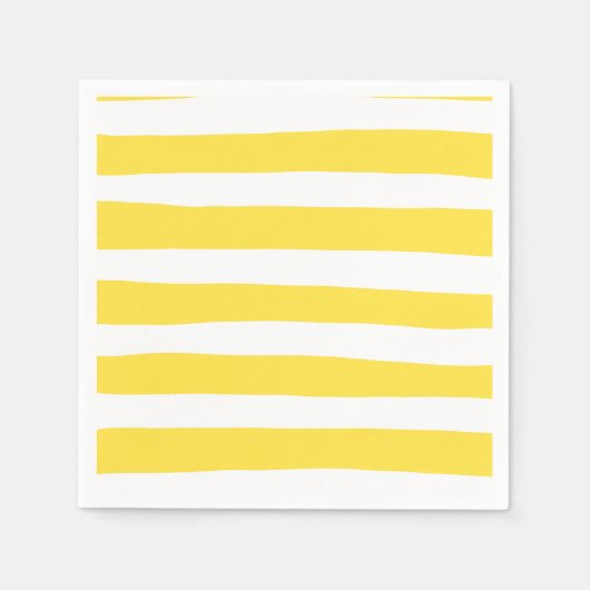 Serviette En Papier Stripes inégales - Citron jaune et blanc (Devant)