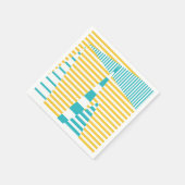 Serviette En Papier Stripes on Stripes - Turquoise et Jaune (Coin)