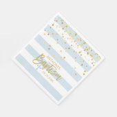 Serviette En Papier Stripes Pastel Blue Gold BOY BAPTISM Déjeuner (Coin)