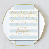 Serviette En Papier Stripes Pastel Blue Gold BOY BAPTISM Déjeuner