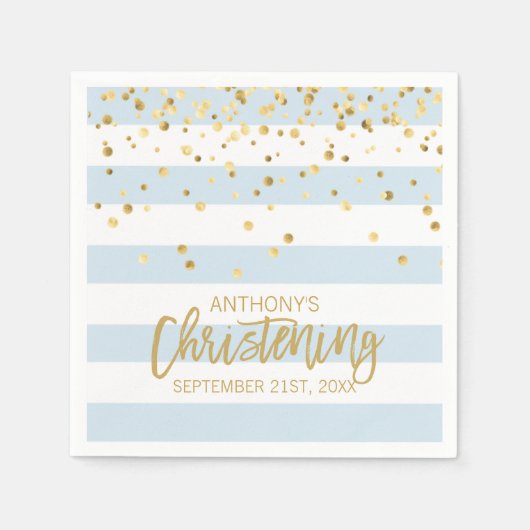 Serviette En Papier Stripes Pastel Blue Gold GARÇON (Devant)