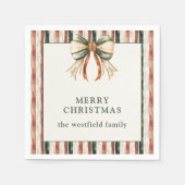 Serviette En Papier Stripes rustiques Joyeux Noël personnalisé (Devant)